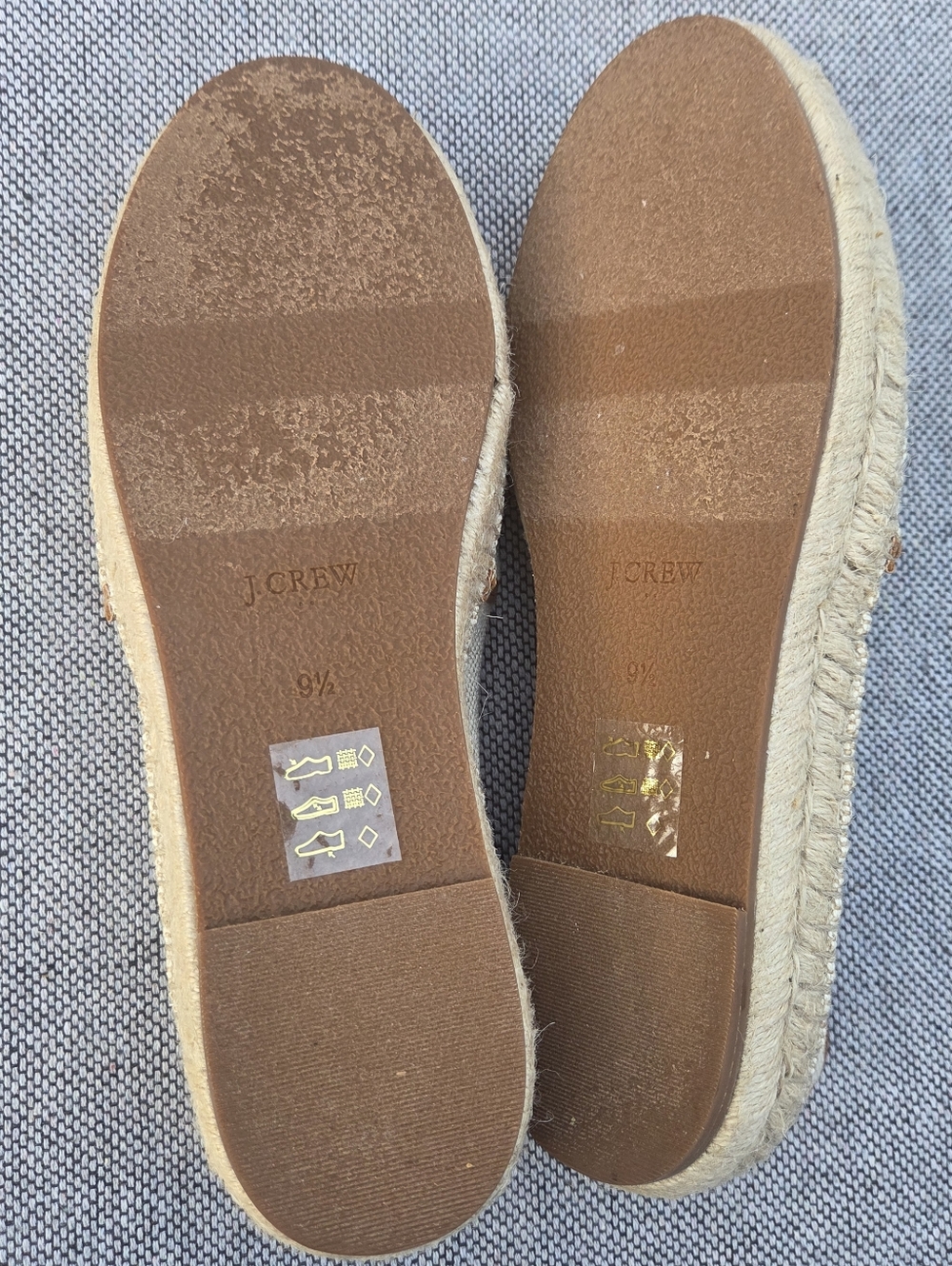 J.Crew Canvas Espadrille Flats Cream Tan Slip On Loafers Size 9.5 - Picture 3 of 8